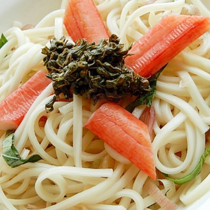 紫蘇の実で❤ぶっかけうどん♪(大葉、茗荷ほか)